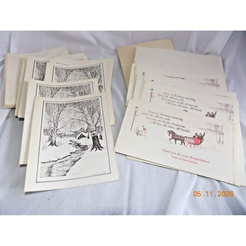Lot of vintage letter carrier mailman Christmas cards unused